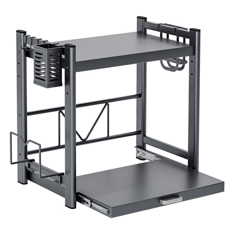 厨房微波炉置物架多功能电饭煲架子烤箱家用台面多层抽拉式收纳架