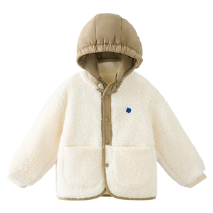 babycare儿童毛毛外套男童女童加绒棉服宝宝连帽上衣摇粒绒秋冬季
