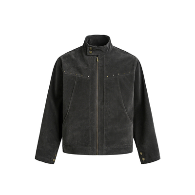 Dream made美式哈灵顿铆钉单面绒夹克男春秋季短宽boxy巴恩风外套