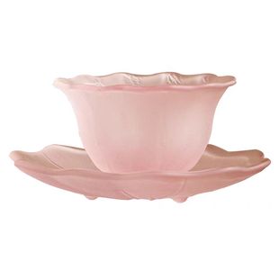 彩色琉璃花瓣杯碟杯垫套装茶杯花萼茶具主人杯品茗杯磨砂玻璃杯子