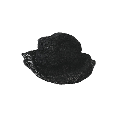 蓝墨竹定制植物纤维纯手工钩针灵动温婉可折叠三色轻盈渔夫帽女