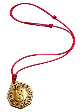 黄铜八卦镜五帝钱貔貅吊坠挂件