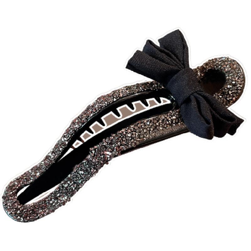 气质闪钻蝴蝶结发卡抓夹女2025新款后脑勺懒人盘发鸭嘴夹子一字夹