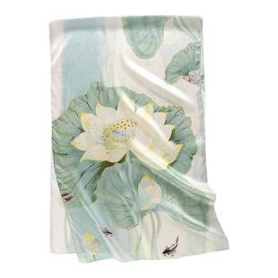 杭州丝绸真丝丝巾送妈妈缎面长巾披肩女外搭100%桑蚕丝围巾礼盒装