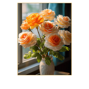 现代简约入户餐厅配电箱遮挡花瓶装饰画液压翻盖壁画电闸盒子挂画