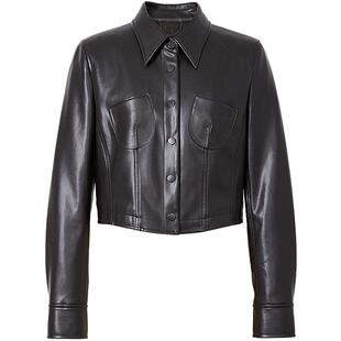 红袖outlets翻领pu皮衣秋季hopeshow2024新款女装正肩质感短外套