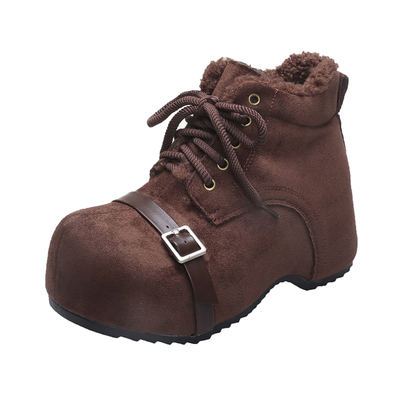 厚底加绒勃肯鞋内增高短靴