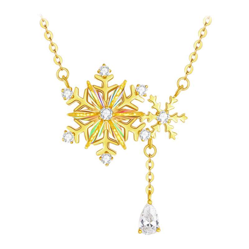 周大生璀璨雪花项链女款S925纯银轻奢高级感锁骨链圣诞礼物送女友