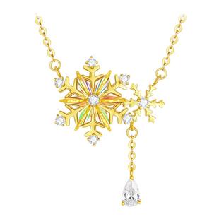 周大生璀璨雪花项链女款S925纯银轻奢高级感锁骨链新年礼物送女友