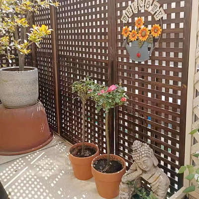 特厚漆实木庭院栅栏围栏防腐木花架壁挂碳化爬藤篱笆墙面装饰隔断