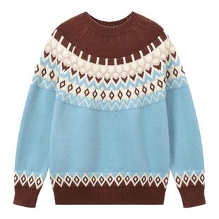 笛莎官旗2025秋冬季新款女大童青少年初高中生学院风女孩套头毛衣