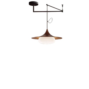 中古风餐厅吊灯可升降可移位轨道灯日式复古侘寂风茶室飞碟吊线灯