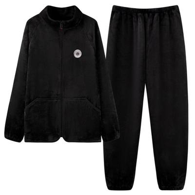 法兰绒睡衣男秋冬加厚加绒家居服