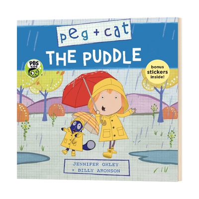 英文原版 Peg + Cat The Puddle 佩格与小猫数学绘本附贴纸1 英文版