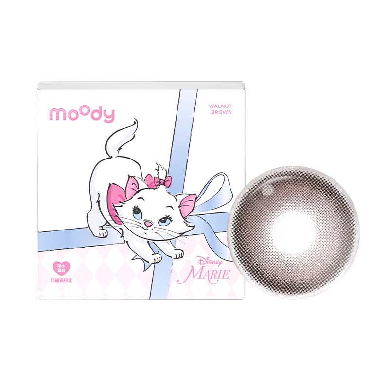 moody美瞳硅水凝胶日抛10片玛丽猫合作胡桃棕定轴高光隐形眼镜