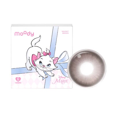 moody美瞳硅水凝胶日抛10片玛丽猫合作胡桃棕定轴高光隐形眼镜