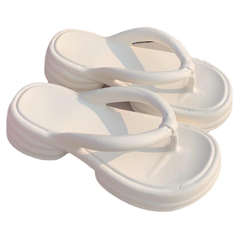 细细条 海边度假时尚厚底夹脚凉拖鞋女夏季百搭纯色沙滩人字拖ins