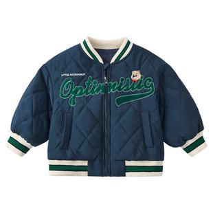 小男孩棒球外套秋冬宝宝棉服冬季女童小儿童棉衣加绒夹克男童外套