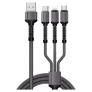 LDNIO力德诺三合一快充线一拖三快充数据线便携车载typec尼龙编织充电宝线适用于苹果iphone华为安卓小米手机