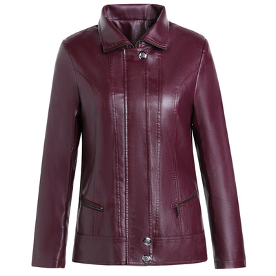 中老年女装皮衣妈妈春装外套夹克