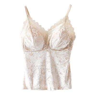 蕾丝性感磨毛保暖加绒金丝绒吊带