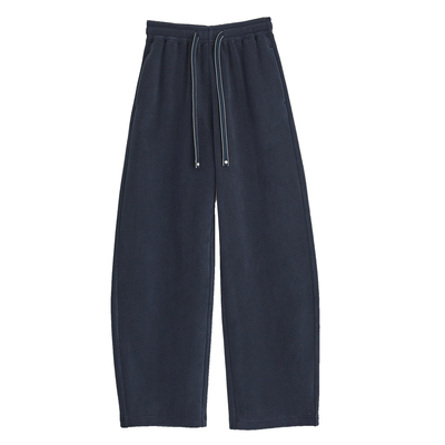 加厚高腰抽绳直筒休闲拖地长裤