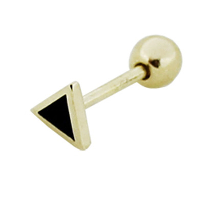 小c迷你黑面十字架三角形金耳环