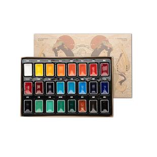 善琏湖笔古彩12色24色固体国画颜料初学者套装用品工具全套水墨画矿物鲁本斯入门专用毛笔工笔画颜彩水彩珠光