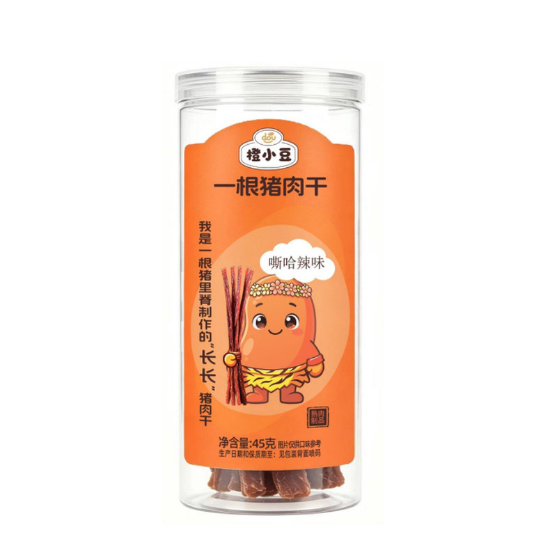【橙小豆】一根猪肉干嘶哈辣味风干猪肉即食解馋追剧休闲零食罐装