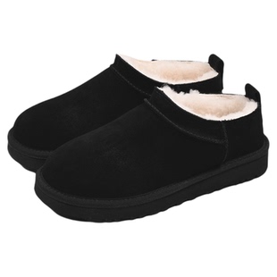 日本Angelcocoa厚底雪地靴女羊皮毛一体保暖加绒棉鞋牛反绒一脚蹬