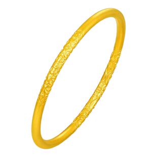 古法传承金镯子卷草纹沙金手镯仿真黄金素圈纯实心越南锡金不掉色