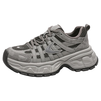 加绒老爹鞋女款厚底轮胎休闲真皮