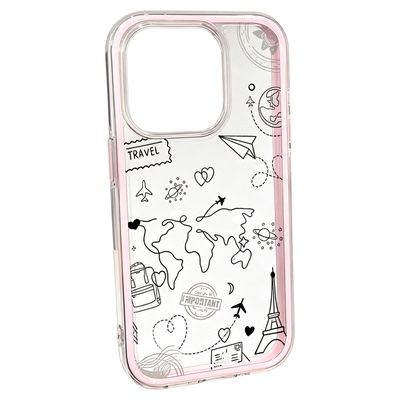 Retro Travel Airplane Route Map clear case适用iphone 11 12 13 14 15 16 plus 17 pro max