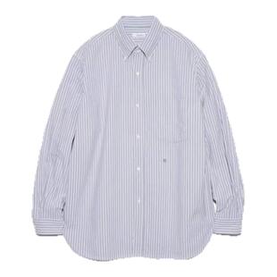 【5折现货】SOLAR BEAMS复古宽松长袖衬衫条纹牛津纺口袋刺绣衬衫