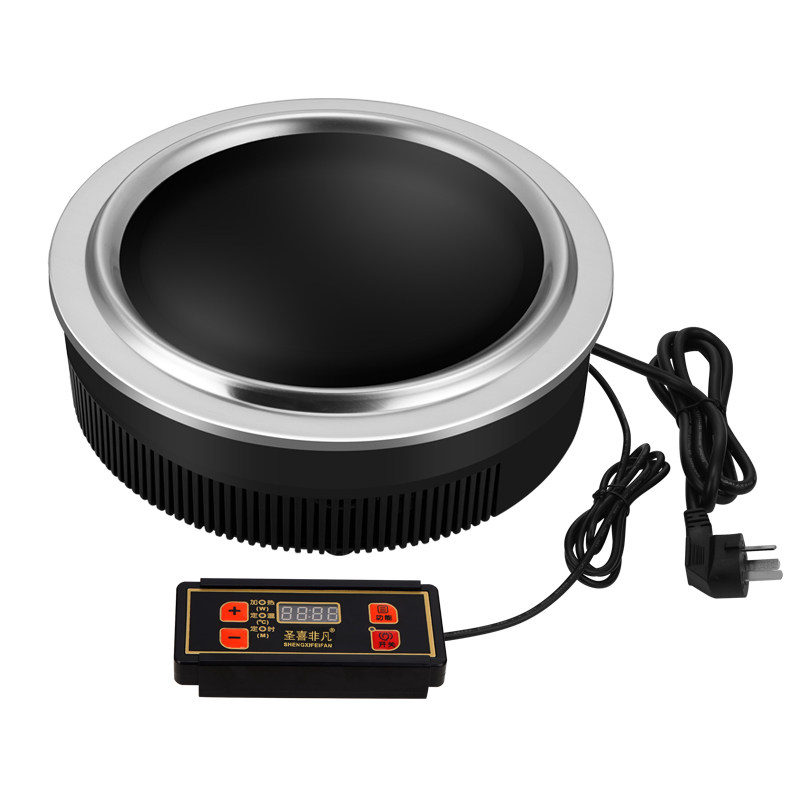 圆形地锅鸡火锅铁锅炖凹面曲面商用大功率3000W5嵌入电磁炉电陶炉