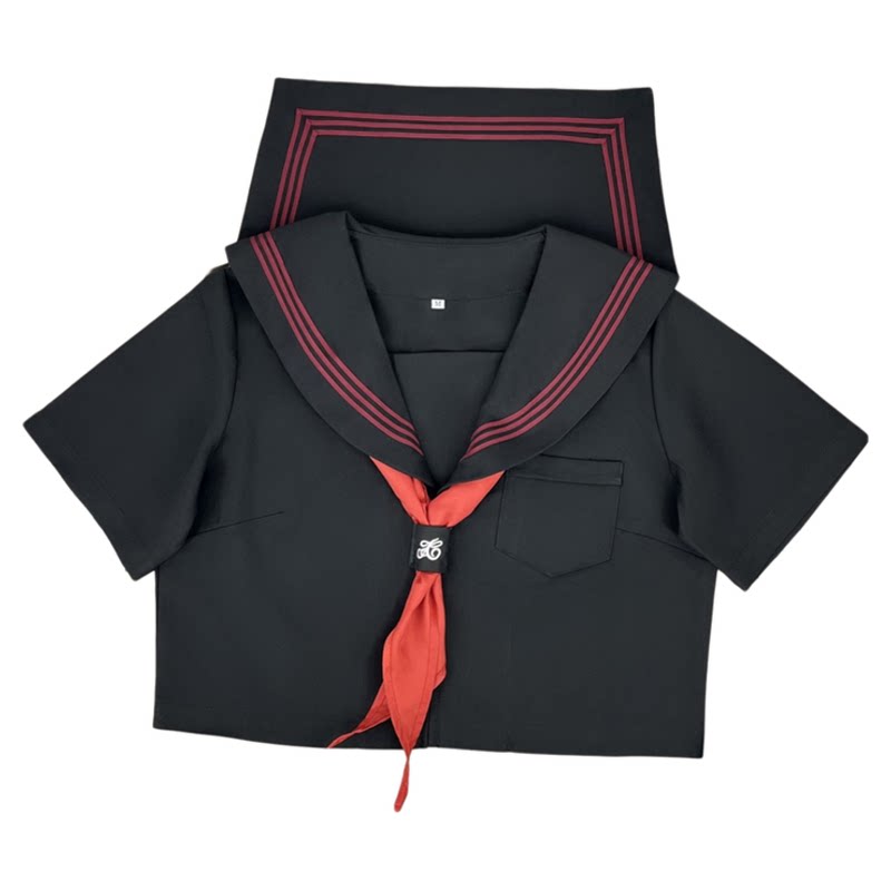 大婶家赤三本日系酷飒风黑红水手服学院风原创暗黑系JK制服中间服