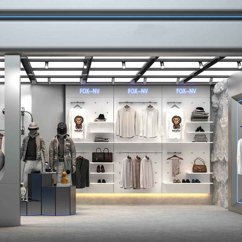 高档服装店展示架男装货架落地式陈列柜运动户外专卖店铺衣服架子