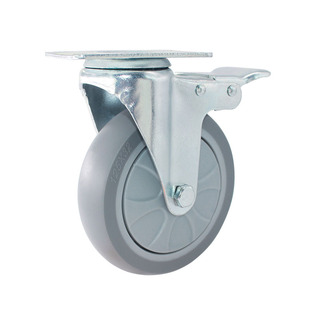 中型TPR灰色脚轮3寸4寸5寸静音耐磨万向轮刹车轮车轮子手推平板车