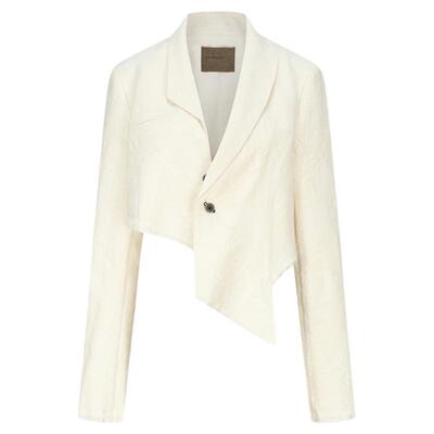 Elywood白色分割异形领短外套