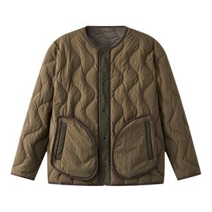 OE双面穿轻薄绗缝羽绒服日系复古无领加厚外套冬ORGANIC EMOTION