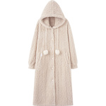 马克公主珊瑚绒睡衣睡袍女秋冬季加绒加厚可爱连帽浴袍长款家居服