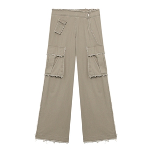 IT GROUNDZERO女装新款阔腿工装口袋休闲复古长裤GZOPTPT800B00