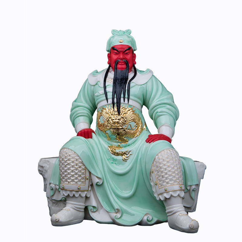 汉白玉关圣帝君神像武财神摆件