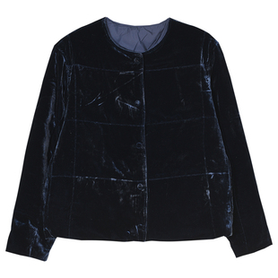 GESGOO轻薄轻暖真丝丝绒鹅绒服冬季女2025新款洋气复古圆领羽绒服