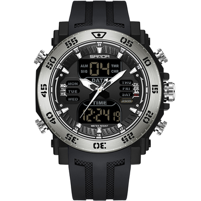 新款中学生户外训练体育运动计时防水电子表军迷大表盘闹钟表男表