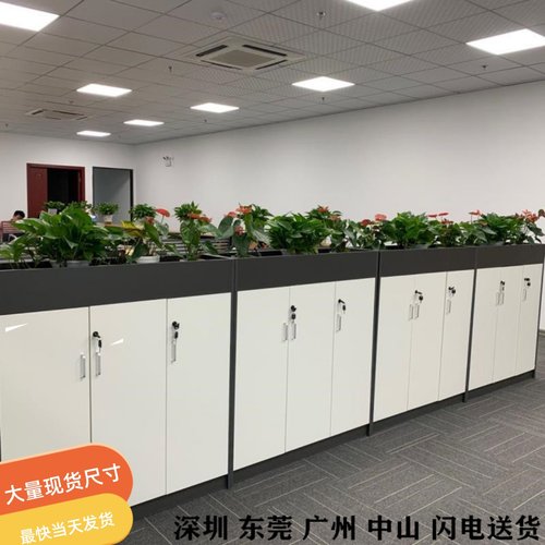 定做办公室隔断柜简约现代花槽矮柜双面木质花草柜文件资料柜组合