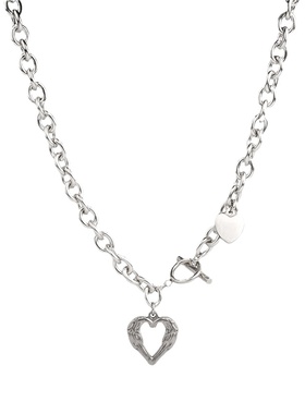 不掉色钛钢OT扣爱心锁骨链