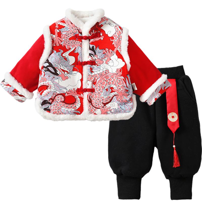 龙喜年中国风冬季新年装周岁礼服