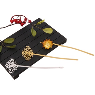 铜制蛇形流云发簪主体莲花片款 古风diy手工发簪发冠饰品配件材料