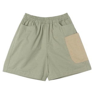Mitti2025夏新款男童纯棉短裤山系风纯色松紧腰宽松休闲儿童裤子